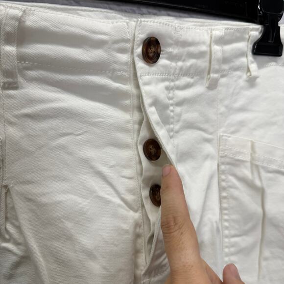 ME369 Aubree Drop Crotch Ankle Pants White Cargo Embroidered Size M - Picture 3 of 9